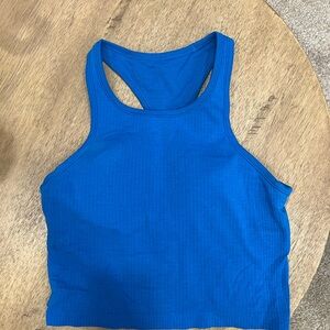 Lululemon Ebb to Street Cropped Racerback Tank Top in Blue size 8